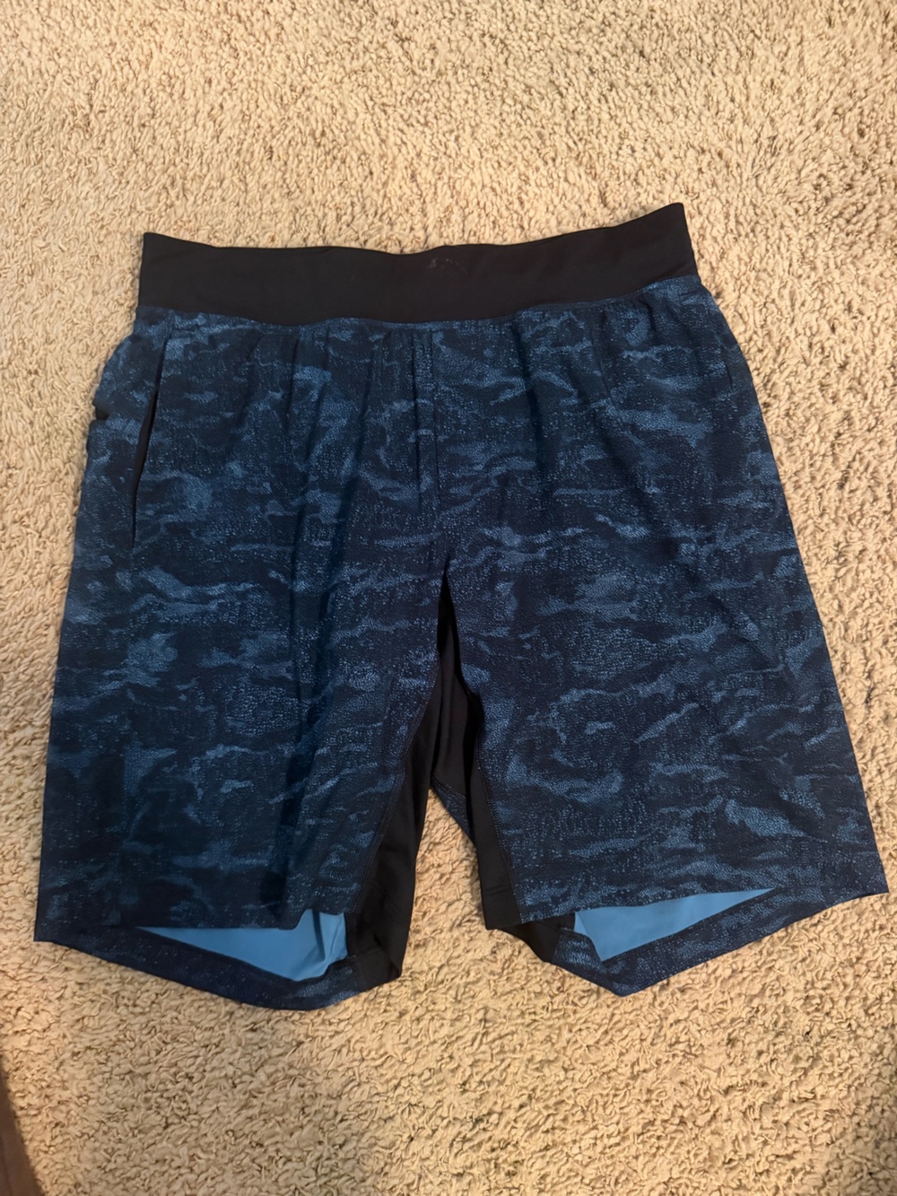 Textured Blue A-Line Skirt